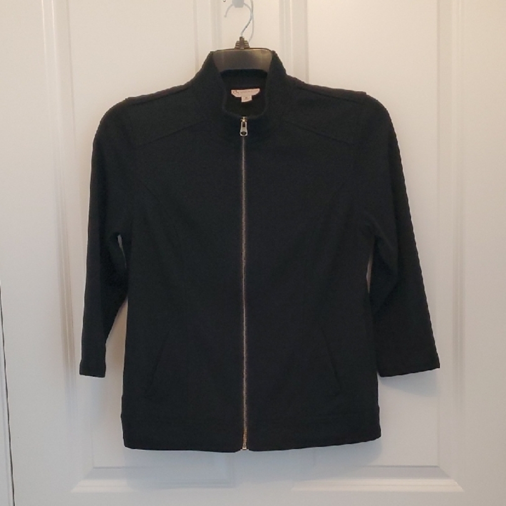 DB Established 1962, 3/4 Sleeve Zip Up Sweater, Size M, Black